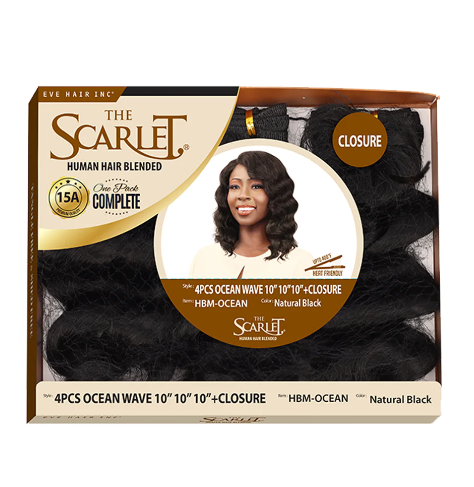 Scarlet Brazilian Bundles with Closure - Ocean Wave 10"