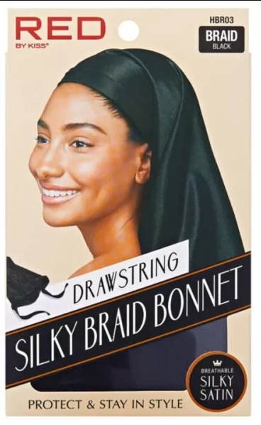 RED BY Kiss Drawstring Silky Braid Bonnet Black