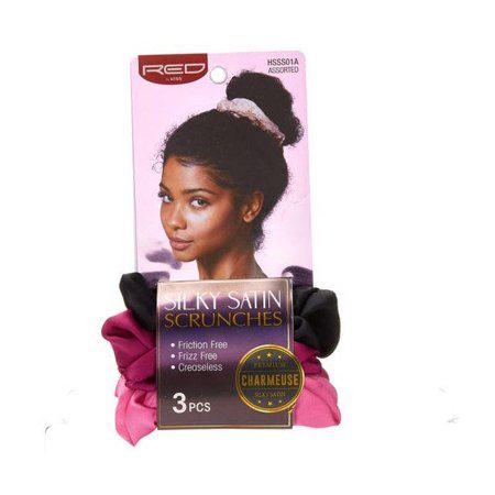Kiss Red Silky Satin Scrunchies 3ct.