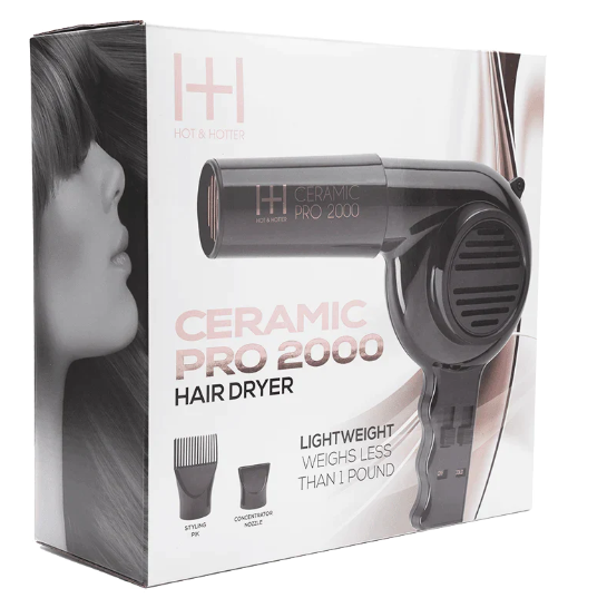 Hot and Hotter Ceramic Pro 2000 Hair Dryer - Black