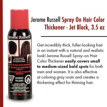 Jerome Russell Spray on Hair Color Thickener Black oz