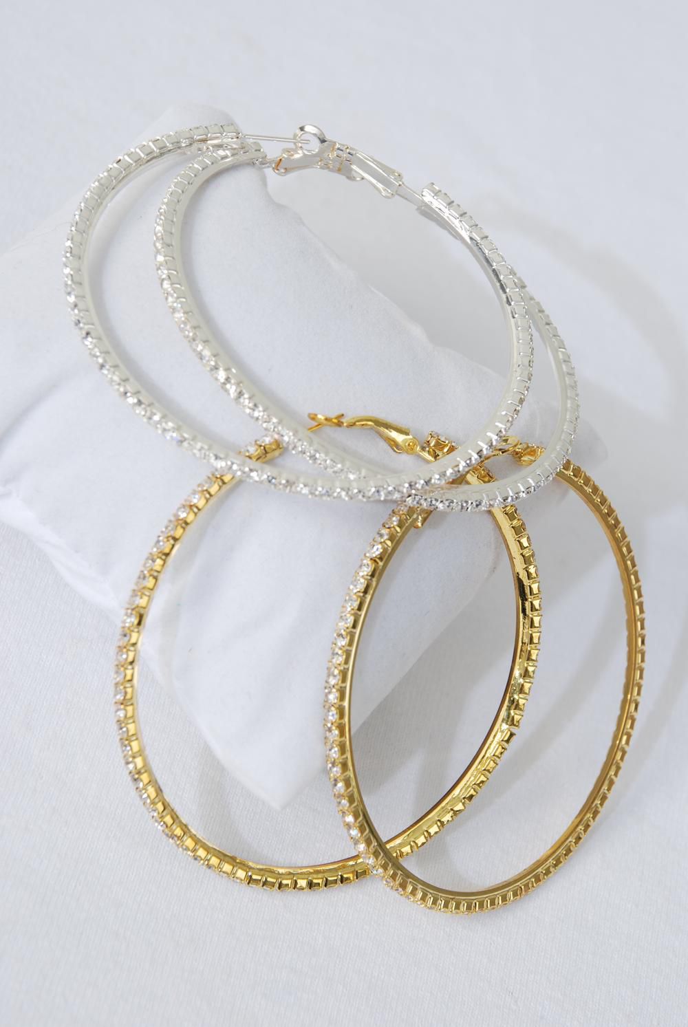 ZigZag Rhinestone Hoop Earrings