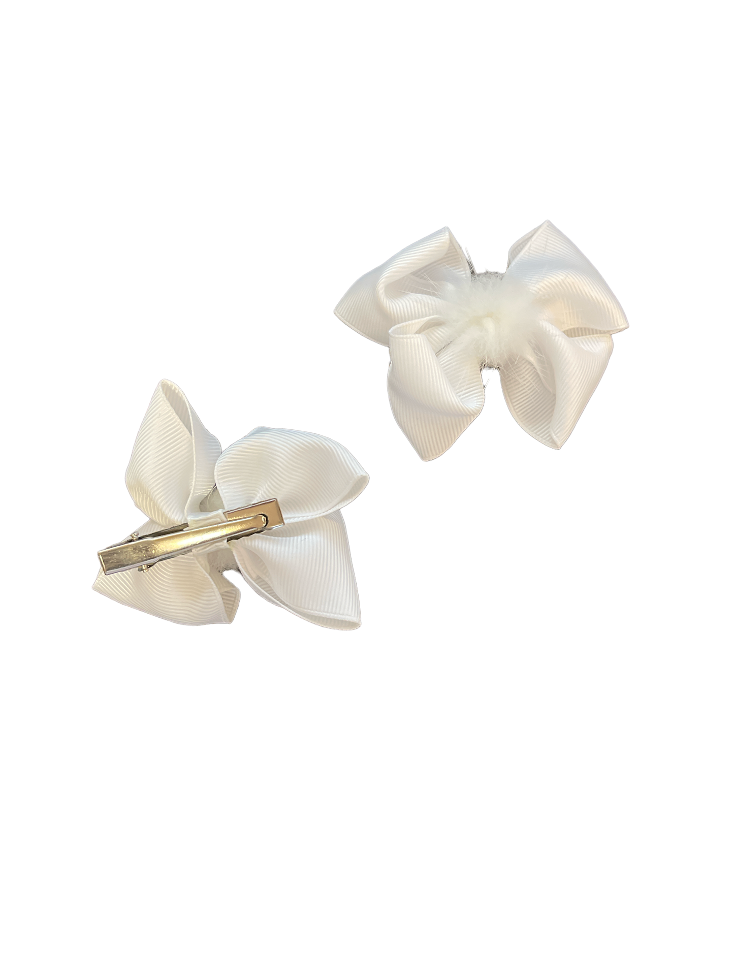 Mink Furball Grosgrain Bows 2pc