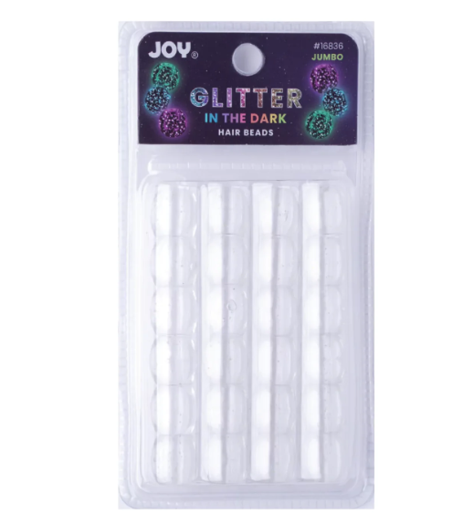Joy Oval Jumbo Glow in the Dark Beads - Clear Glitter
