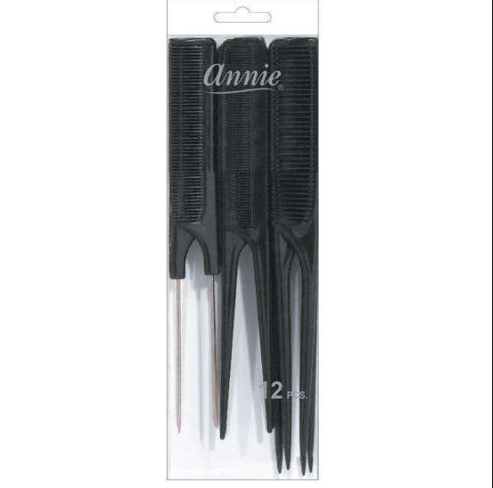 Annie Professional Pin and Rat Tail Comb Set 12 Ct Black