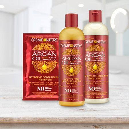 Argan Oil Shampoo by Creme of Nature, Moisture & Shine Shampoo, Sulfate Free Hair Care Formula, Nourishes, Hydrates, Detangles