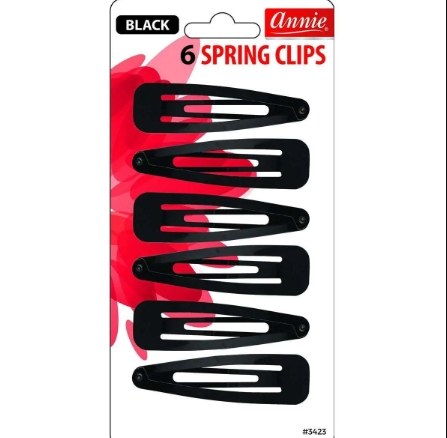 Annie Spring Clips 6 ct - 7cm - Black