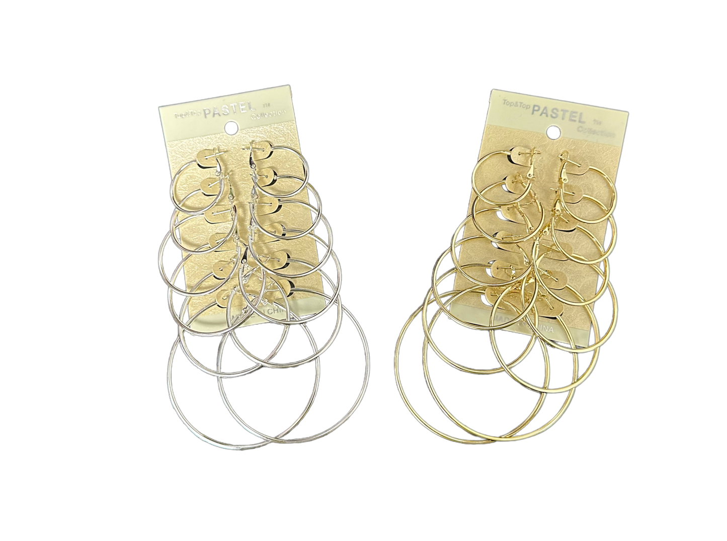 Multi Sizes 6 pair Hoop Earrings