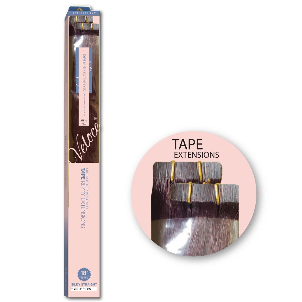 Veloce 100% Pure Virgin Remy Tape Extensions - 18 in.