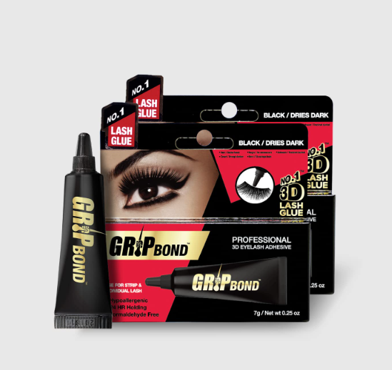 GRIP BOND LATEX LASH ADHESIVE IN TUBE BLACK - DRIES DARK
