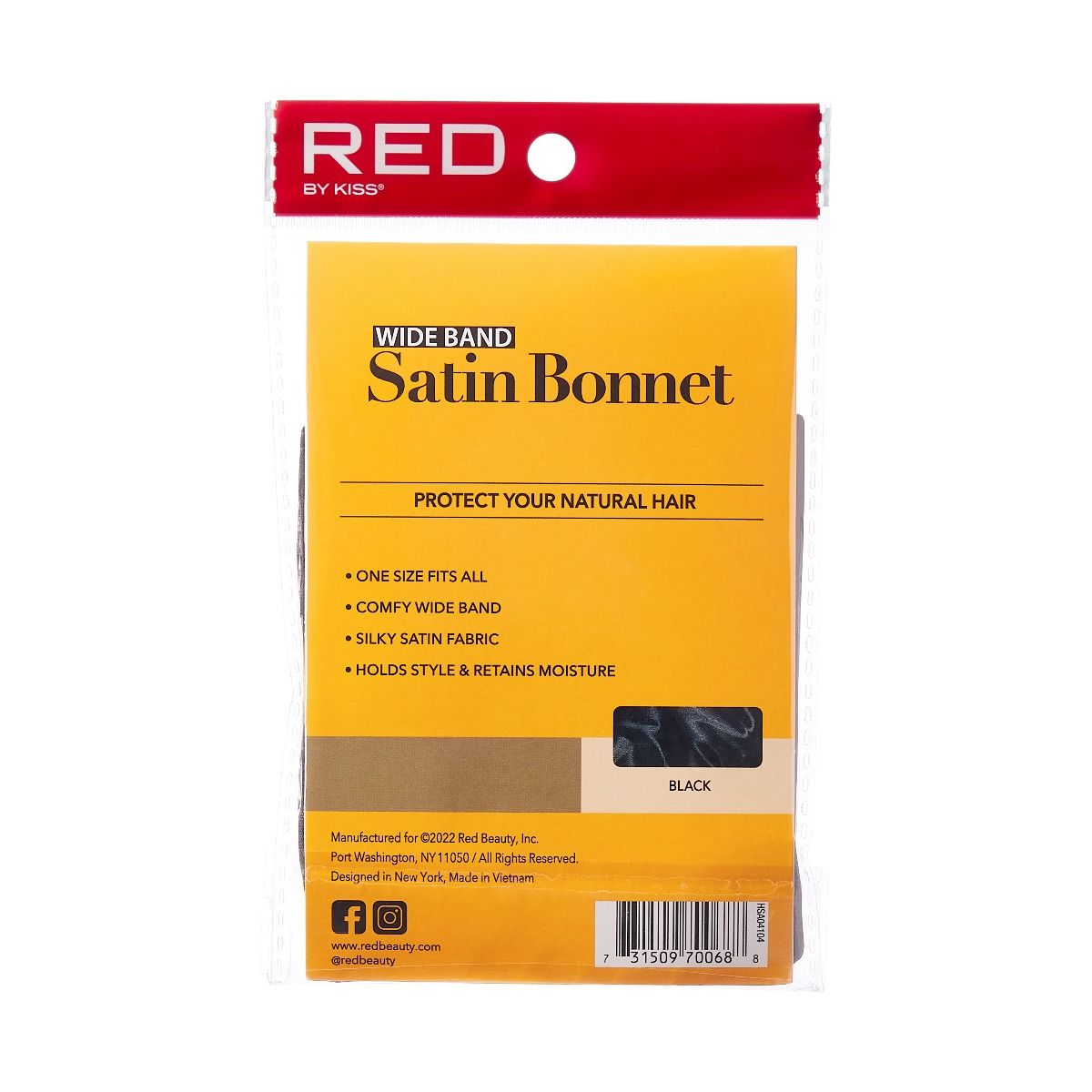 Red by Kiss Wide Band Black Satin Bonnet