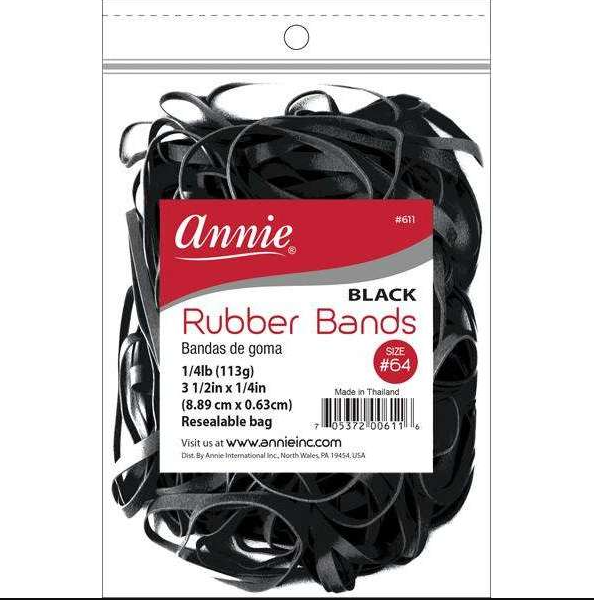 Annie Rubber Bands 3.5"x.25" - 1/4lb - Black