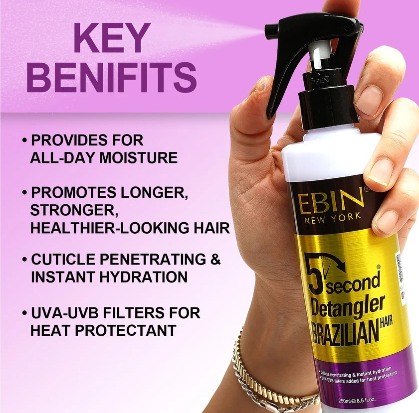 Ebin New York 5 Second Detangler for Brazilian Hair 8.5oz Bottle