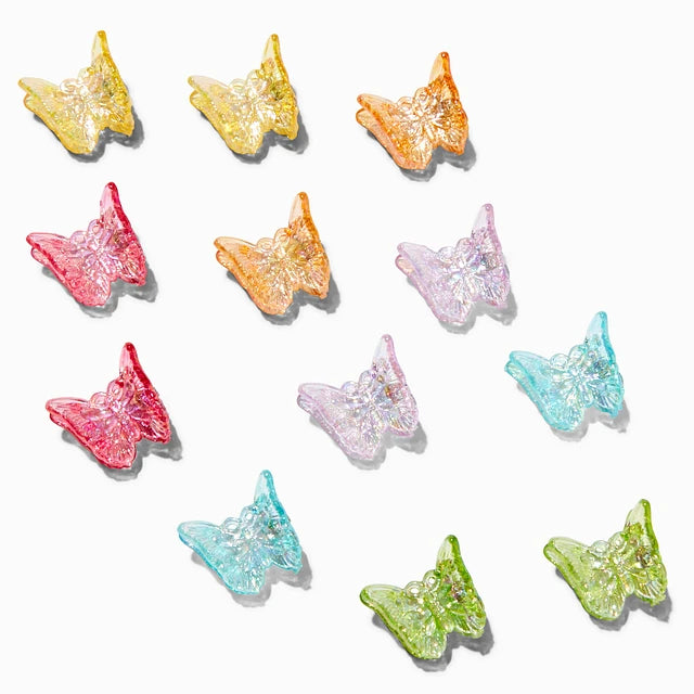 Annie Mini Claw Clips - Clear Glitter