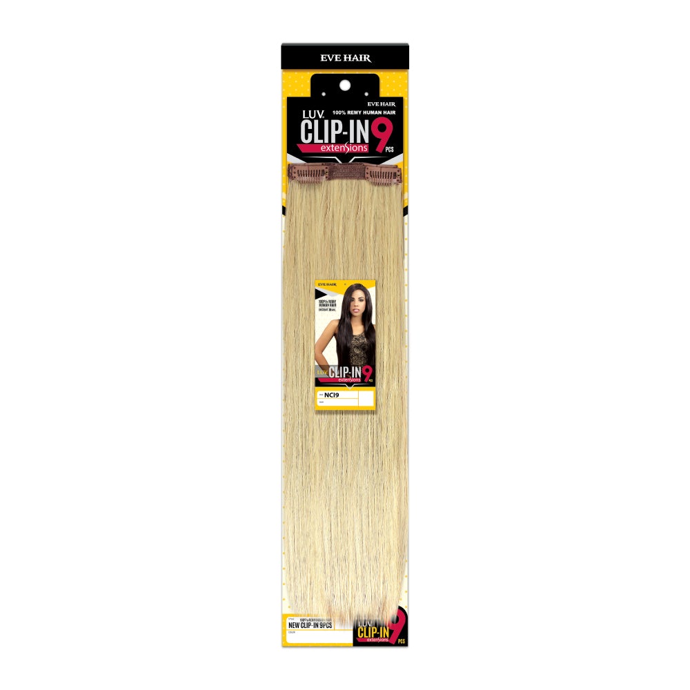 Luv 100% Pure Remy Straight Clip Ins 18 in.