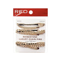 RED By Kiss 3PCS Rhinestone Chain Bobby Hair Pins, Gold Silver Metal Diamond Hair Clips, Crystal Pin