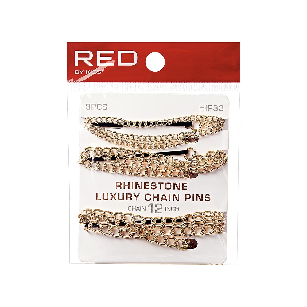RED By Kiss 3PCS Rhinestone Chain Bobby Hair Pins, Gold Silver Metal Diamond Hair Clips, Crystal Pin