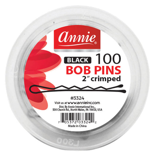 Annie 2" Crimped Bobby Pins Black - 100 ct