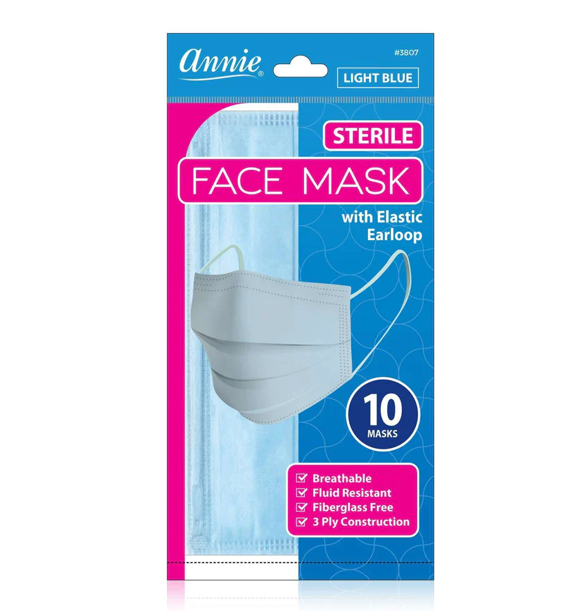 Annie Sterile Face Masks Light Blue - 10 pack