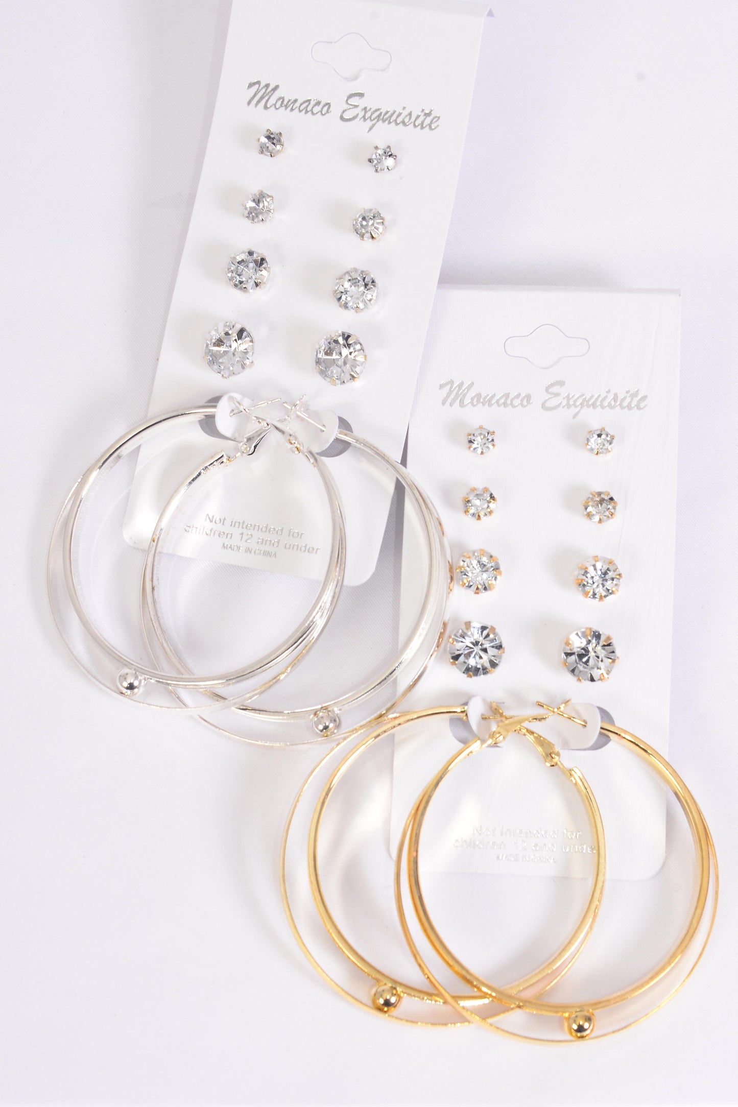 Hoop Earrings and 4 pair clear studs