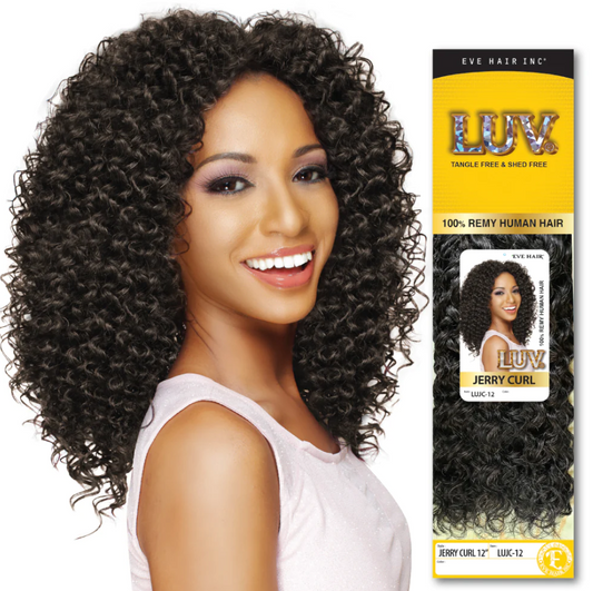 Luv Jerry Curl 100% Remy Human Weaving Hair 14"