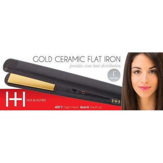 Hot and Hotter Gold Ceramic On/Off Flat Iron  1in.