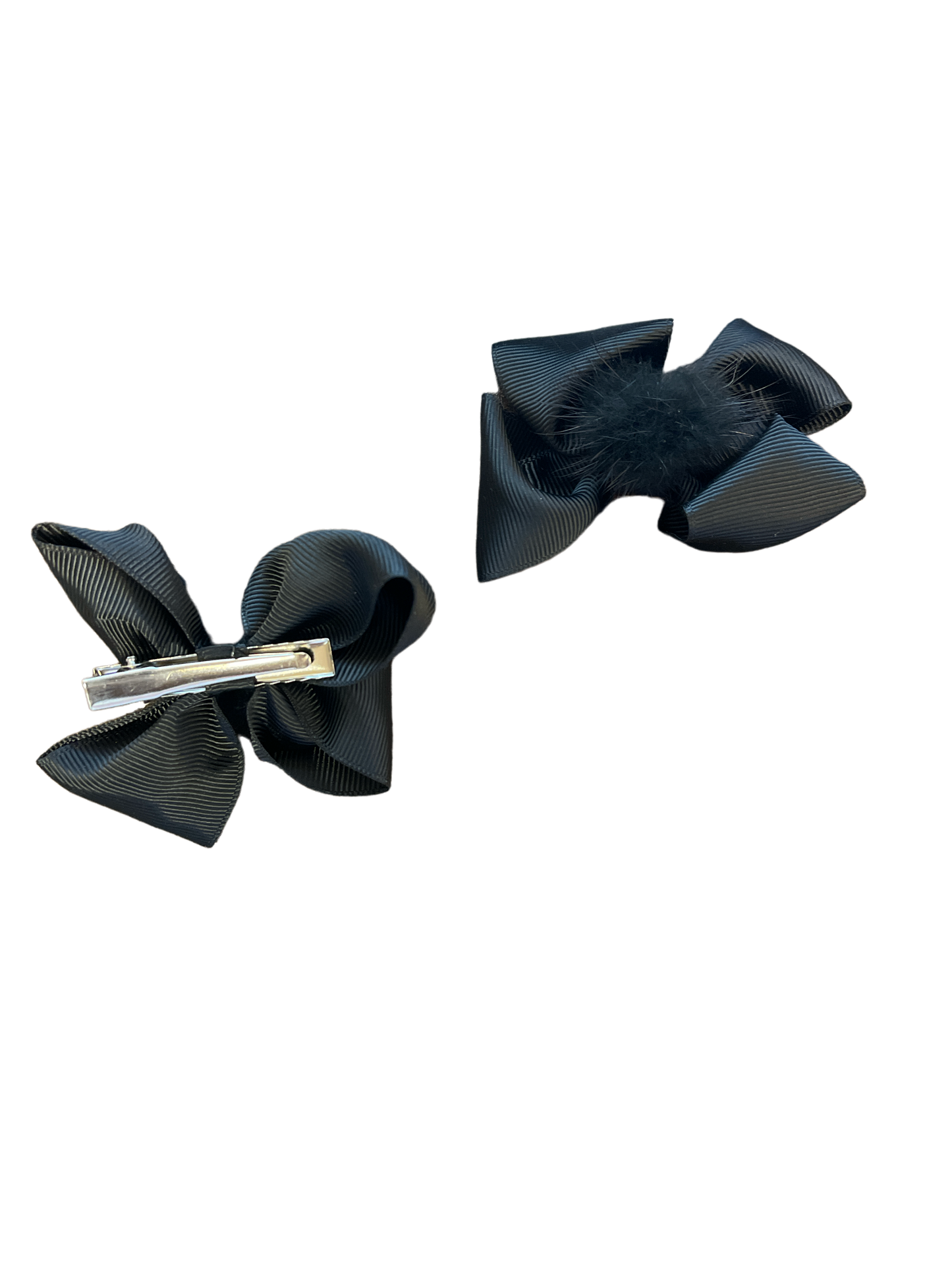 Mink Furball Grosgrain Bows 2pc