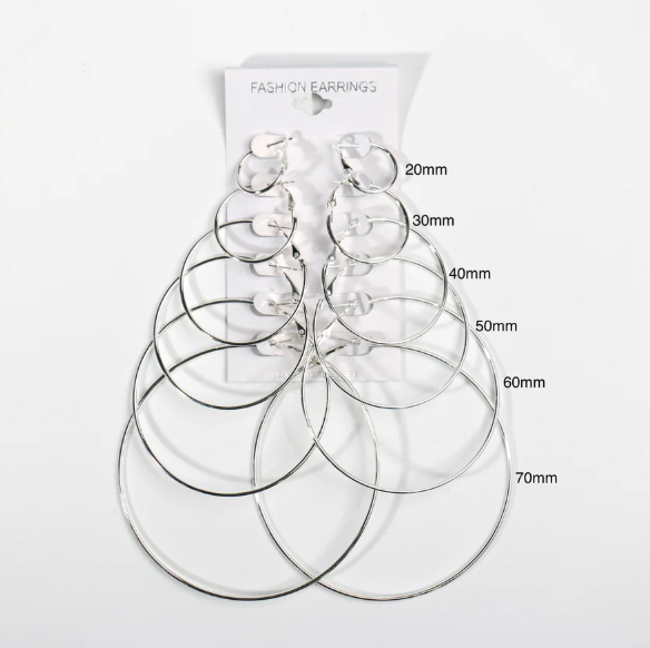 Multi Sizes Hoop Earrings - 6 pair