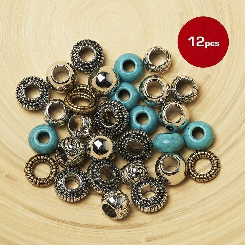 Red BY Kiss 32 Pieces Beads, Luxury Metal beads for hair Braids, Bracelet beads, Beads for Crafts, Kids hair accessory Beads