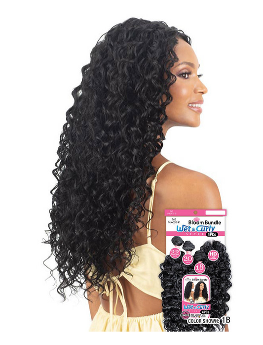 Mayde Wet and Curly 4pcs - 18,20,22" with HD Closure