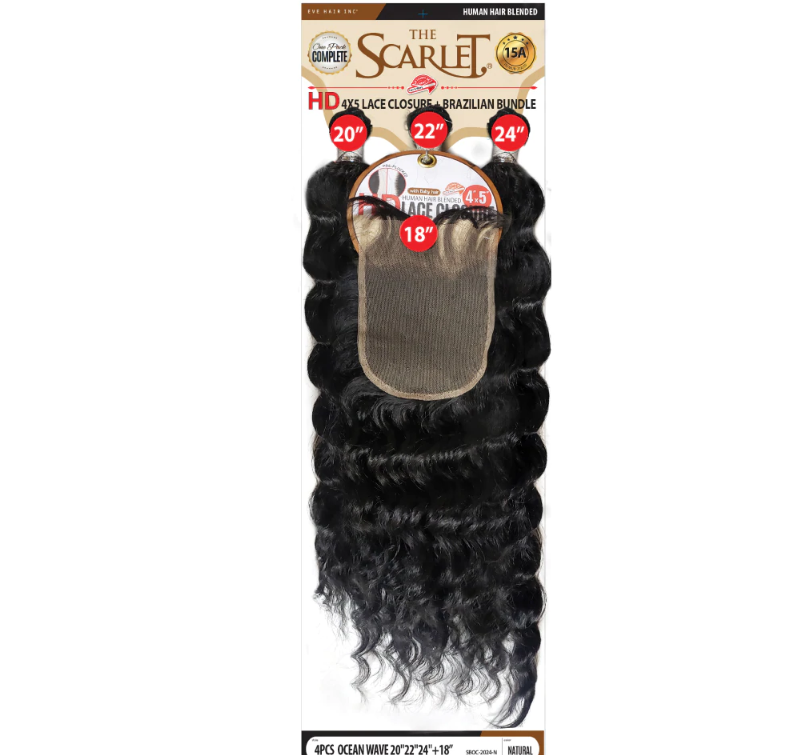 Scarlet Brazilian Bundle with Closure - Ocean Wave
