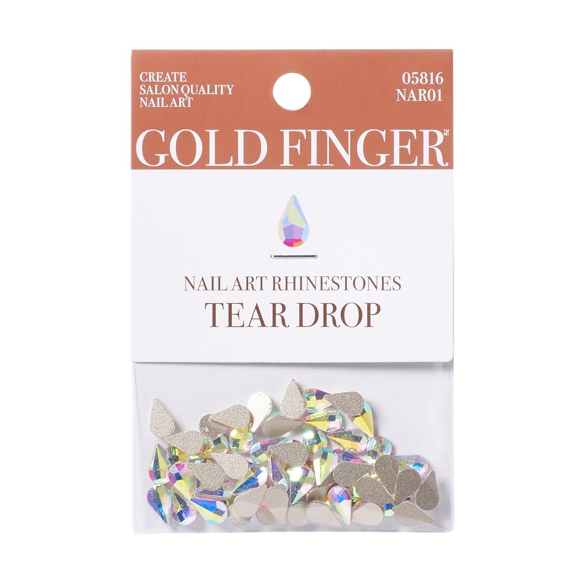 Gold Finger Nail Art Rhinestones