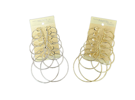 Multi Sizes Hoop Earrings - 6 pair