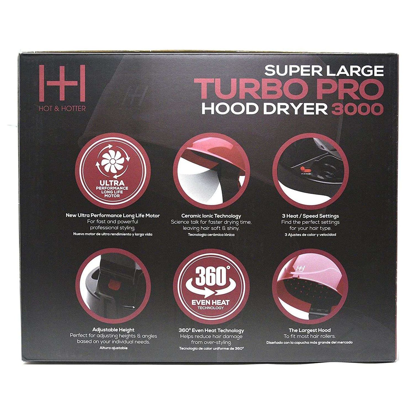 Annie Hot & Hotter Super Large Turbo Pro Hood Dryer 3000 Ultra Performance Long Life Motor 3x Longer Life
