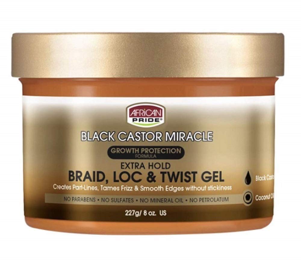 African Pride Black Castor Miracle Braid Loc and Twist Gel