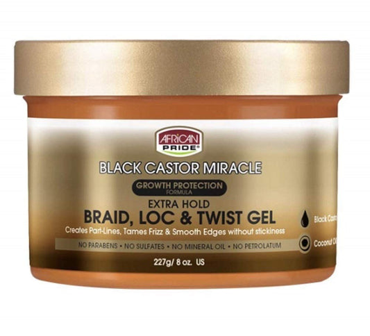 African Pride Black Castor Miracle Braid Loc and Twist Gel