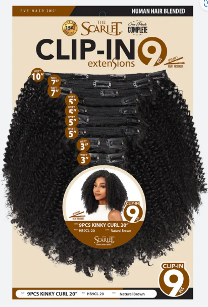 The Scarlet - Clip-In 9Pcs (Kinky Curly) 20"