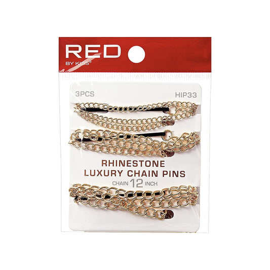 RED By Kiss 3PCS Rhinestone Chain Bobby Hair Pins, Gold Silver Metal Diamond Hair Clips, Crystal Pin
