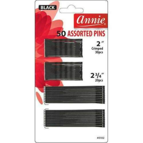 Annie Assorted Bobby Pins 2" crimped and 2.75" 50Ct Black
