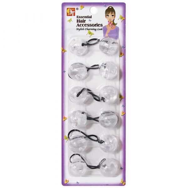 Pony Collection 6pcs Ponytail Holders 25mm - Clear Assorted