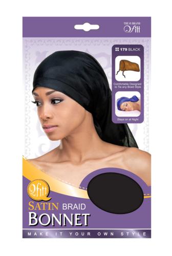 QFitt atin Braid Bonnet Black