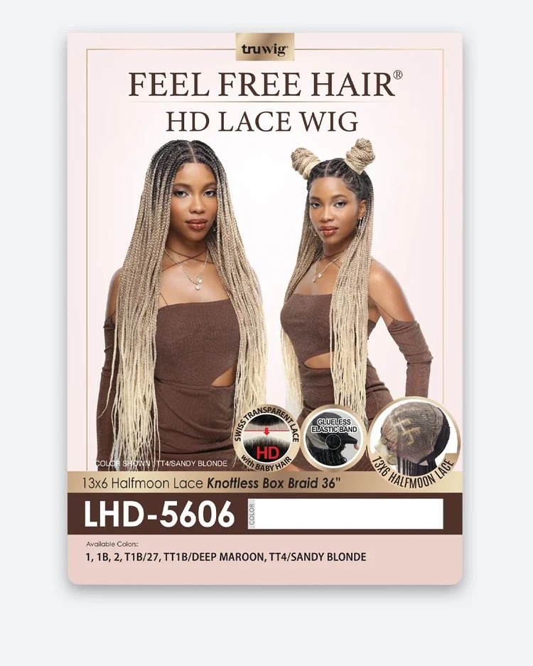Tru Wig 13x6 Half Moon Lace Box Braids 36"- LHD-5606
