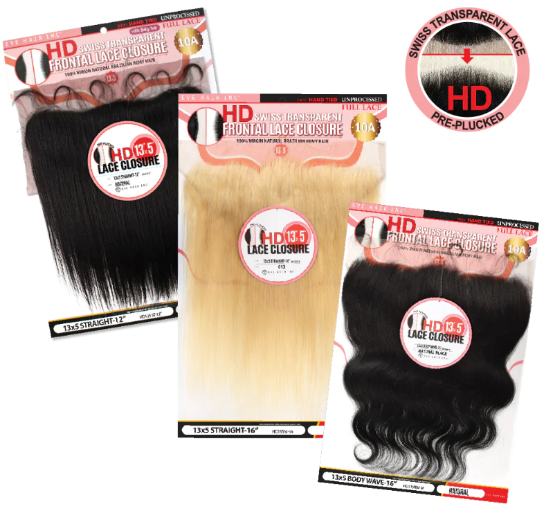 Eve HD Swiss Transparent Frontal Lace Closure 10A 13"x 5" - Body wave