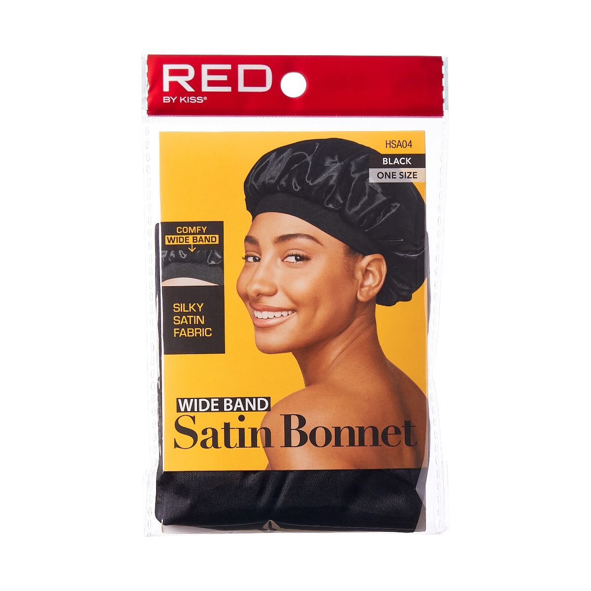 Red by Kiss Wide Band Black Satin Bonnet
