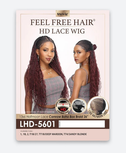 Tru Wig 13x6 Half Moon Lace Cornrow Boho Box Braid 36"- LHD-5601