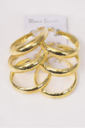 Gold Patterned Hoops 3 pair