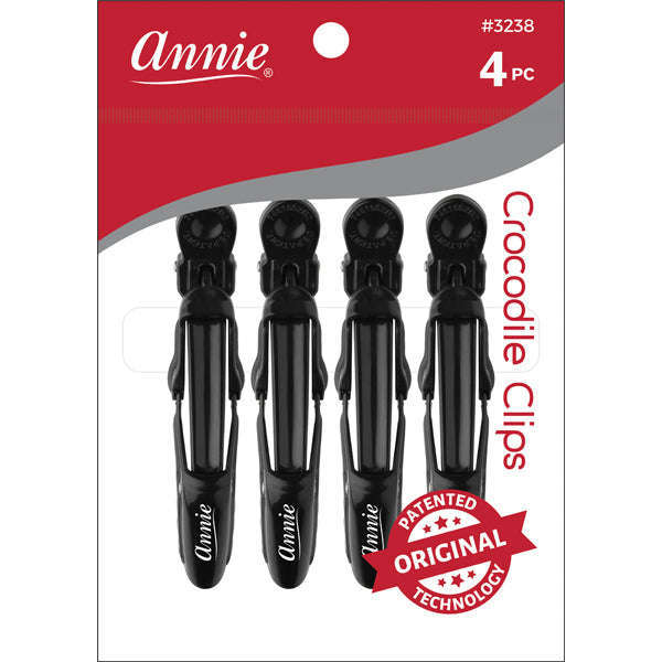 Annie Crocodile Clip 4.5" - 4pcs - Black