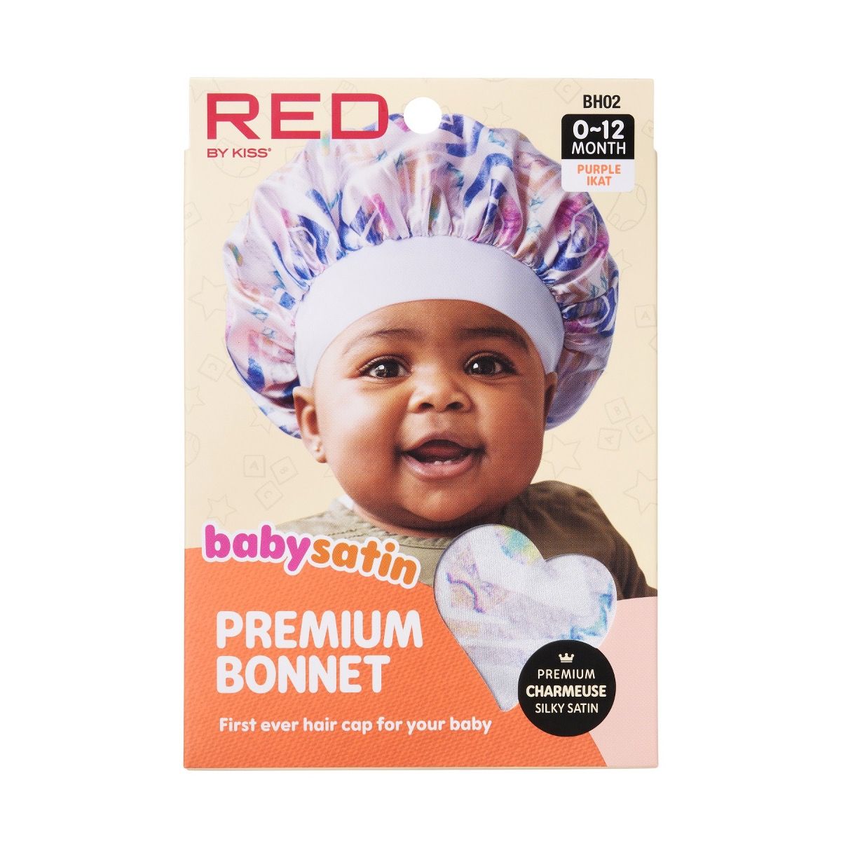 Red By Kiss Baby Satin Bonnet - Purple Ikat