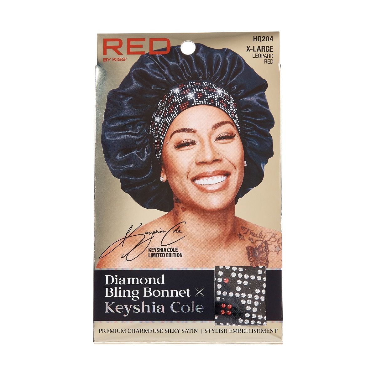 Red by Kiss Wide Edge Diamond Bling Silky Sleep Cap x Keyshia Cole Frizz Free Bonnet