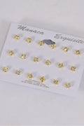 Gold VS1 Rhinestone Stud Earrings 4mm - 9 pair